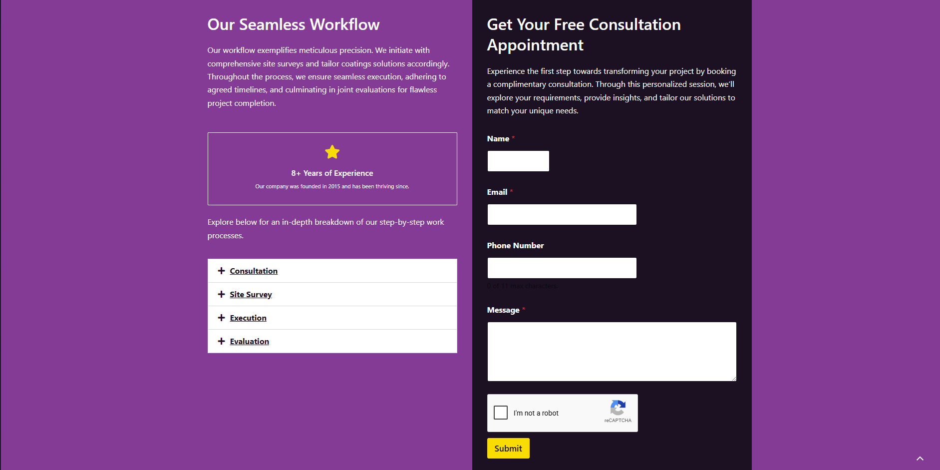 Projects page